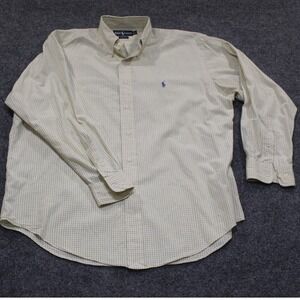 Ralph Lauren Yarmouth Button Down Shirt Yellow Blue Plaid L/S  Men 16 32/33